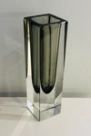 1960s Italian Murano Sommerso Grey Rectangular Glass Vase