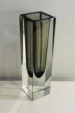 1960s Italian Murano Sommerso Grey Rectangular Glass Vase