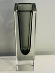 1960s Italian Murano Sommerso Grey Rectangular Glass Vase