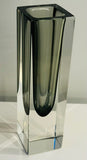 1960s Italian Murano Sommerso Grey Rectangular Glass Vase