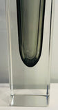 1960s Italian Murano Sommerso Grey Rectangular Glass Vase