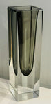 1960s Italian Murano Sommerso Grey Rectangular Glass Vase