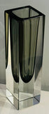 1960s Italian Murano Sommerso Grey Rectangular Glass Vase