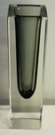 1960s Italian Murano Sommerso Grey Rectangular Glass Vase