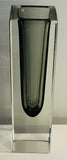 1960s Italian Murano Sommerso Grey Rectangular Glass Vase