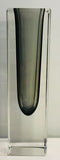 1960s Italian Murano Sommerso Grey Rectangular Glass Vase