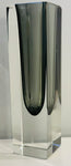 1960s Italian Murano Sommerso Grey Rectangular Glass Vase