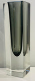 1960s Italian Murano Sommerso Grey Rectangular Glass Vase