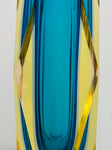 1960s Italian Murano Turquoise Geometric Glass Vase