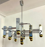 1960s Italian Sciolari Geometric Chrome Chandelier