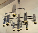 1960s Italian Sciolari Geometric Chrome Chandelier