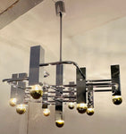 1960s Italian Sciolari Geometric Chrome Chandelier