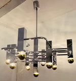 1960s Italian Sciolari Geometric Chrome Chandelier