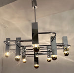 1960s Italian Sciolari Geometric Chrome Chandelier