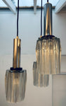 1960s Danish Chrome and Glass 3-Shade Ceiling Light