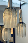 1960s Danish Chrome and Glass 3-Shade Ceiling Light