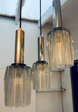 1960s Danish Chrome and Glass 3-Shade Ceiling Light