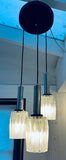 1960s Danish Chrome and Glass 3-Shade Ceiling Light