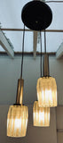 1960s Danish Chrome and Glass 3-Shade Ceiling Light