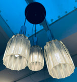 1960s Danish Chrome and Glass 3-Shade Ceiling Light