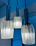 1960s Danish Chrome and Glass 3-Shade Ceiling Light