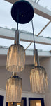 1960s Danish Chrome and Glass 3-Shade Ceiling Light