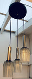 1960s Danish Chrome and Glass 3-Shade Ceiling Light