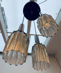 1960s Danish Chrome and Glass 3-Shade Ceiling Light