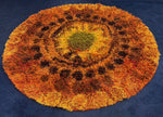 1960s English Circular Shagpile Rya Sun Design Rug