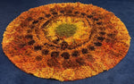 1960s English Circular Shagpile Rya Sun Design Rug