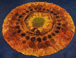 1960s English Circular Shagpile Rya Sun Design Rug