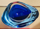 1960s Cobalt Blue Murano Sommerso Glass Bowl