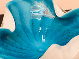 1960s Murano Turquoise & White Encased Glass Bowl