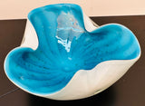 1960s Murano Turquoise & White Encased Glass Bowl