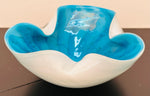 1960s Murano Turquoise & White Encased Glass Bowl