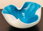 1960s Murano Turquoise & White Encased Glass Bowl
