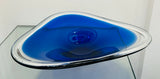 1960s Danish Cobalt Blue & Clear Glass Bowl
