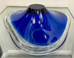 1960s Danish Cobalt Blue & Clear Glass Bowl