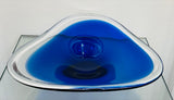1960s Danish Cobalt Blue & Clear Glass Bowl