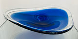 1960s Danish Cobalt Blue & Clear Glass Bowl