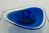 1960s Danish Cobalt Blue & Clear Glass Bowl