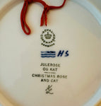 1970 Royal Copenhagen Christmas Plate - Christmas Rose and Cat