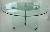 1970s Circular Brass & Glass Dining Table Leon Rosen Style