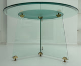 1970s Circular Brass & Glass Dining Table Leon Rosen Style