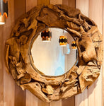 Vintage Driftwood & Rope Round Rustic Wall Mirror
