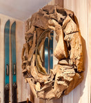 Vintage Driftwood & Rope Round Rustic Wall Mirror