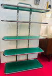 1970s 5-Shelf Tubular Chrome and Green Perspex Shelving Unit