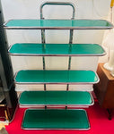 1970s 5-Shelf Tubular Chrome and Green Perspex Shelving Unit