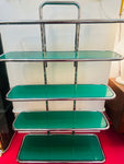 1970s 5-Shelf Tubular Chrome and Green Perspex Shelving Unit