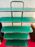 1970s 5-Shelf Tubular Chrome and Green Perspex Shelving Unit